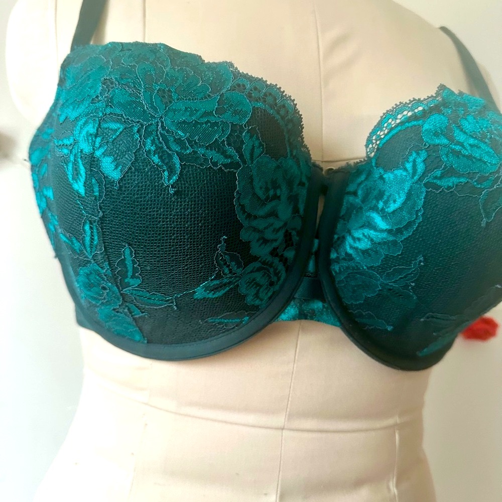 La SENZA Teal Dark Green Floral Lace Bra 38DD - Picture 6 of 6